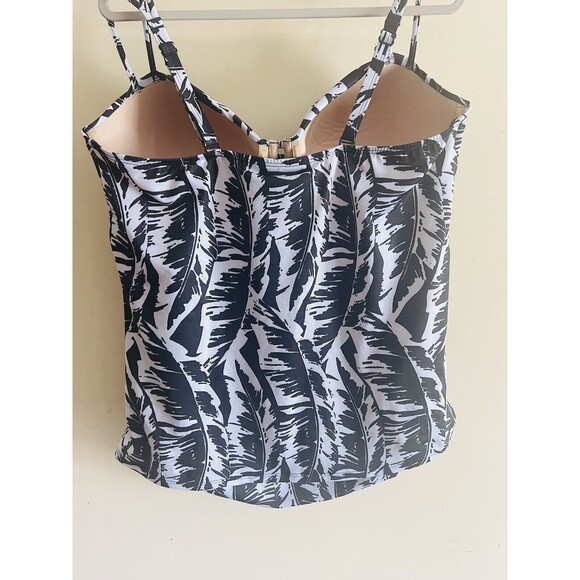 Swim By Cacique Womens Plus Size Underwire Swim Tankini Top Palm Leaves 44DDD - Picture 3 of 5